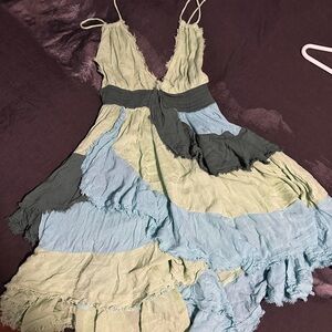 Elegant free people Multi-Color Patchwork Dress